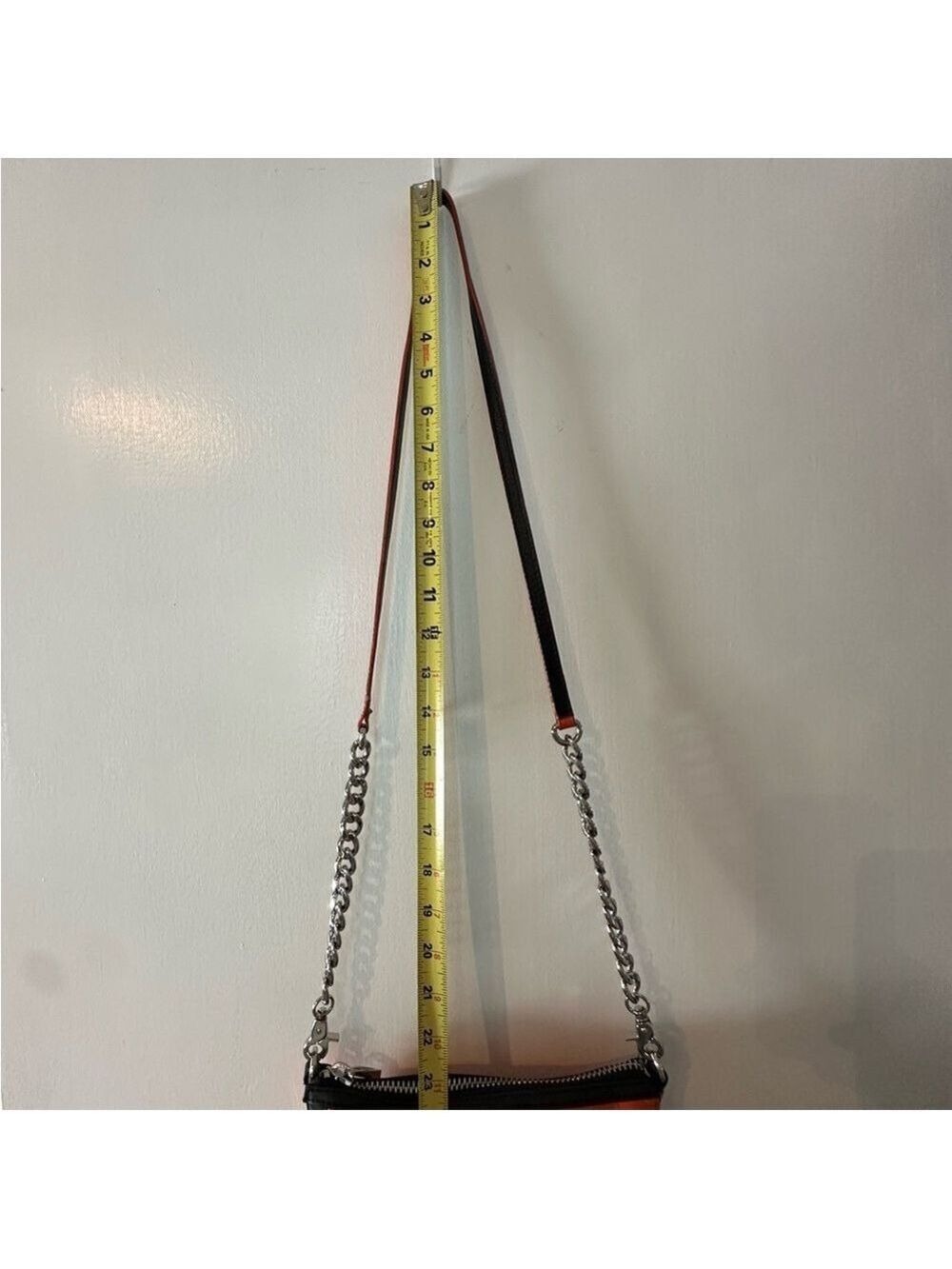 Botkier CRUZ Crossbody Hand Bag Orange Leather Chrome Chain and Zippers - Picture 8 of 15